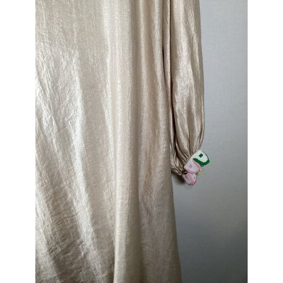 ZAYAN THE LABEL Gold One Shoulder Kaftan Beaded Size 14 Designer Wedding Boho - Picture 6 of 10